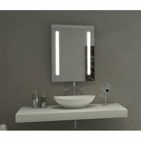 KD MOBILIARIO Backlit LED Mirror with 2 Vertical Frosted Inset Strips, White KD3314061